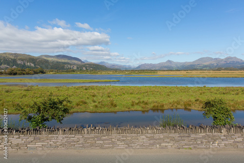 View from Britannia Terrace Porthmadog Wales the pedestrian path next to the railway track
