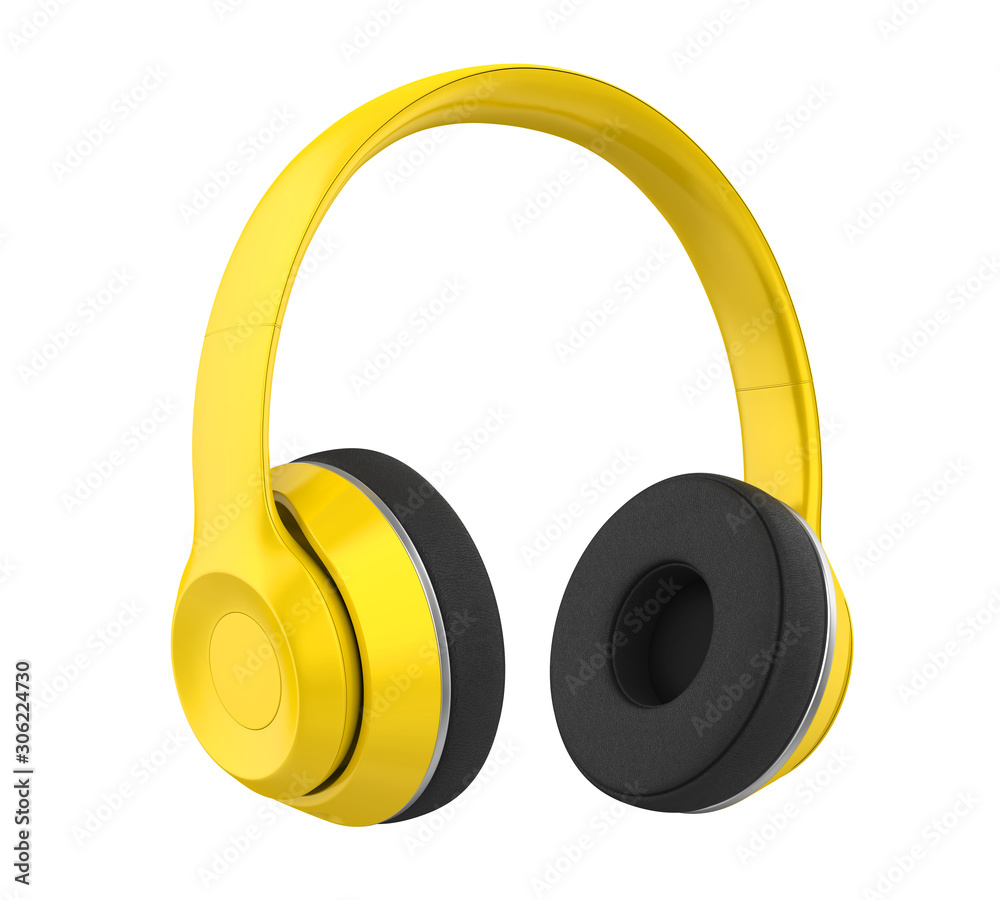 Yellow Headphones Isolated Yellow Headphones Isolated