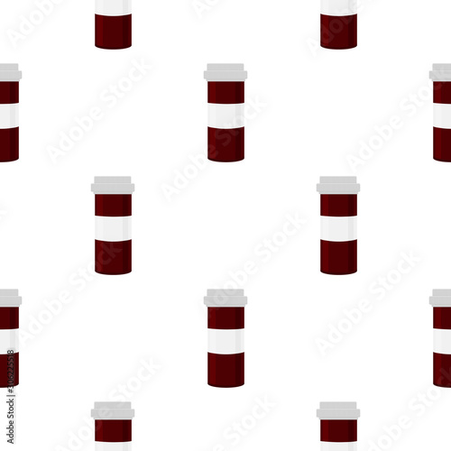 Illustration on theme big colored set different types of pills inside close jar