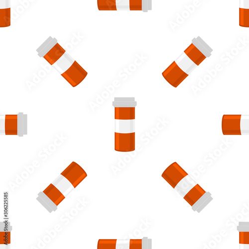 Illustration on theme big colored set different types of pills inside close jar