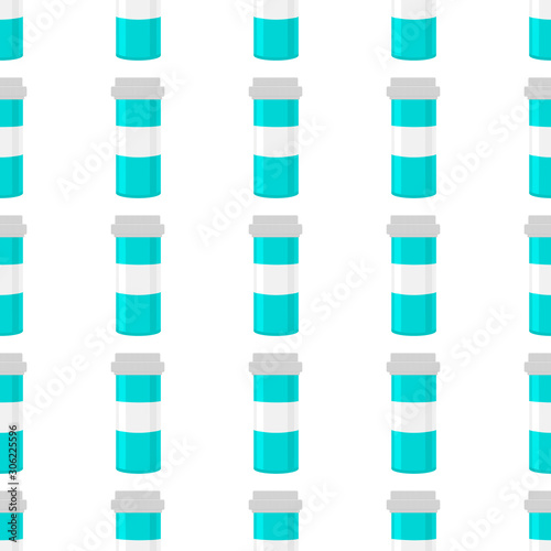 Illustration on theme big colored set different types of pills inside close jar