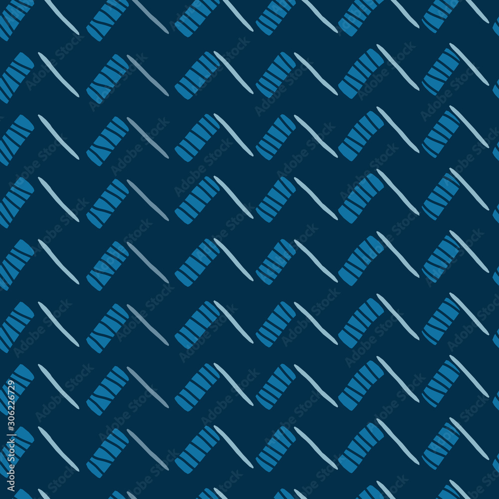 Naklejka premium Blue unique chevron stripes seamless pattern background