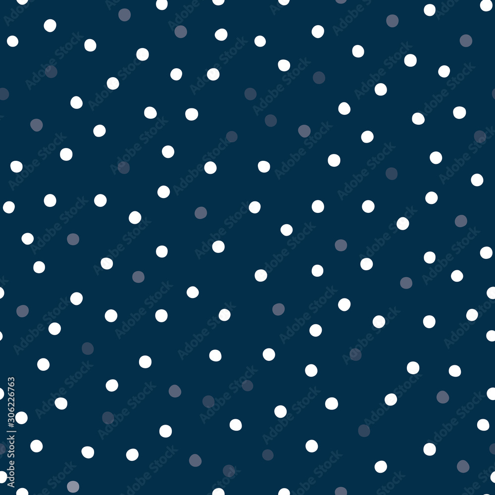 Small polka dots on dark blule background vector pattern.