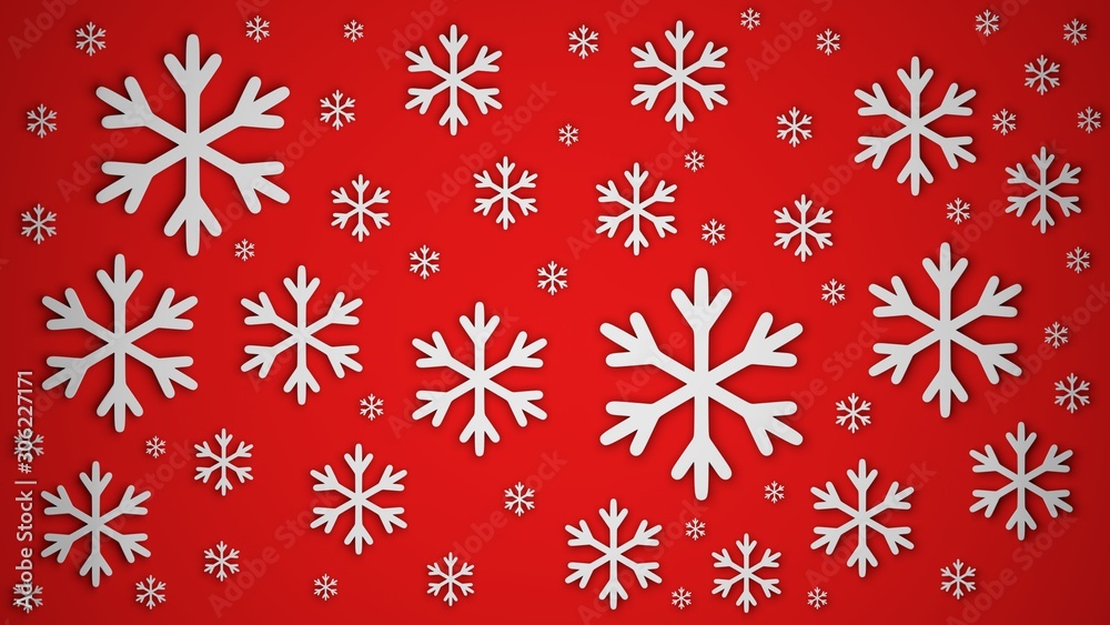 snowflakes isolated on red background