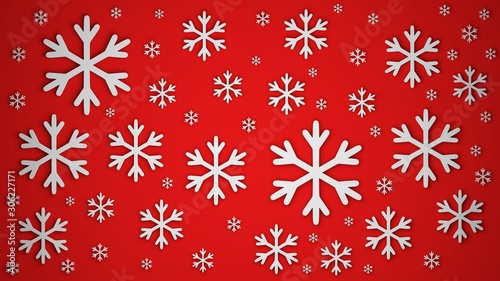 snowflakes isolated on red background
