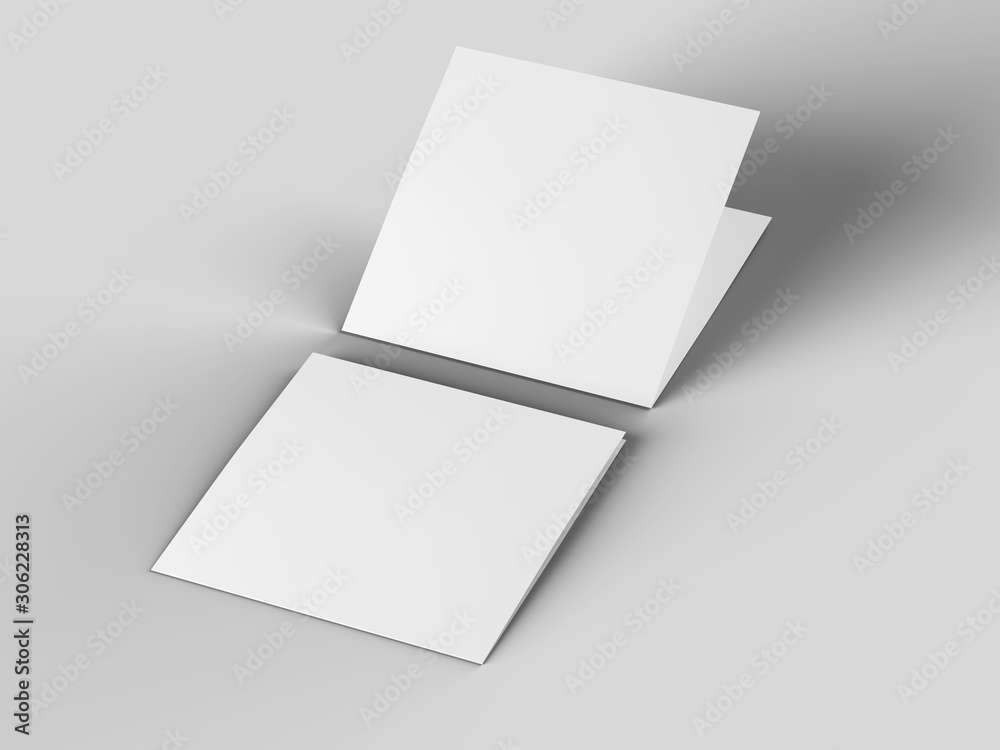 Brochure in square format folded to two - mockup. 3d illustration Brochure in square format folded to two - mockup. 3d illustration
