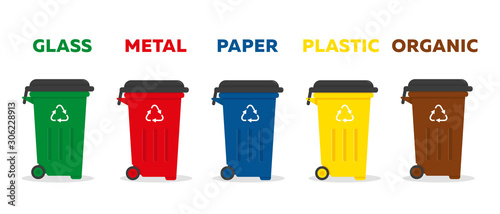 Containers for garbage of different types.