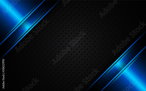 Abstract metallic blue and black frame design innovation technology concept layout background. Vector template for use element cover, banner, wallpaper, presentation, flyer