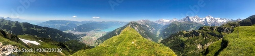 hiking trail panorama in the swiss mountains in interlaken, switzerland