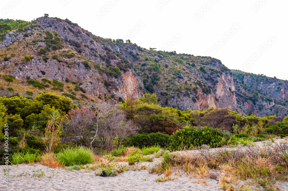 Rocky mountains landscape of Cilento Vallo di Diano and Alburni National park in province of Salerno in Italy