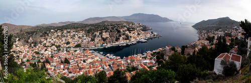 Panoramic view of port of Simi Greece