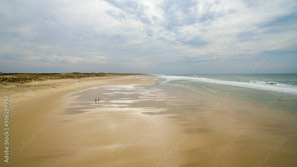 huge beach on the Atlantic coast seen from air