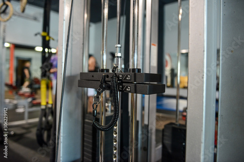 Workout equipment in a gym