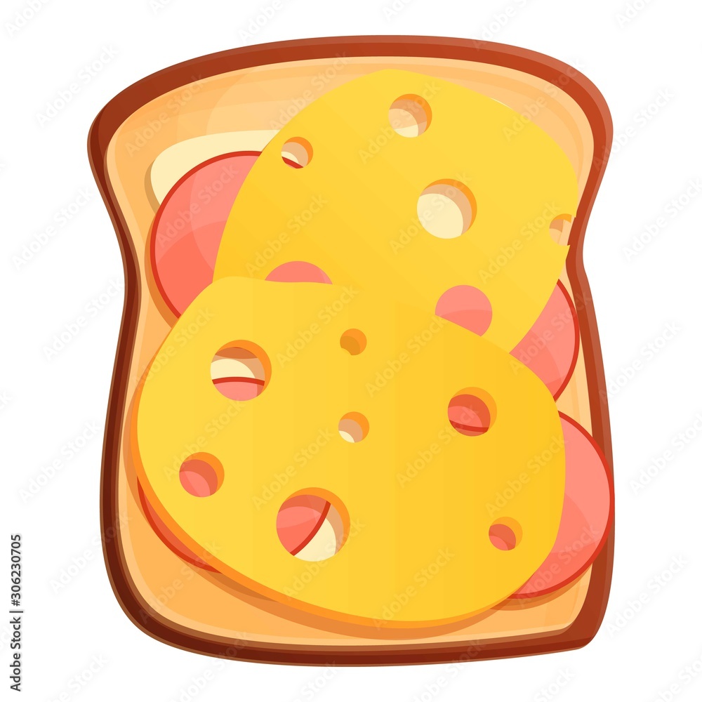 Toast cheese icon. Cartoon of toast cheese vector icon for web design isolated on white background Toast cheese icon. Cartoon of toast cheese vector icon for web design isolated on white background