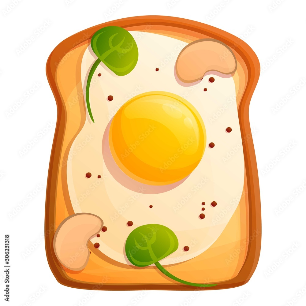 Morning fried egg toast icon. Cartoon of morning fried egg toast vector  icon for web design isolated on white background Stock Vector | Adobe Stock
