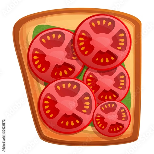 Sliced tomato toast icon. Cartoon of sliced tomato toast vector icon for web design isolated on white background