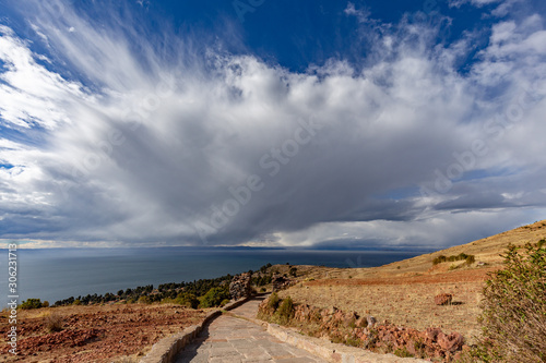 Obraz na płótnie Amantani island on the Titicaca lake. Peru. w salonie