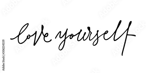 Tela phrase love yourself hand written, element for your design banner, t-shirt, print