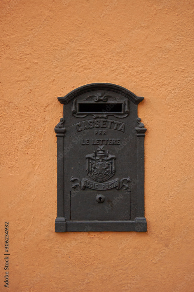 Wall-mounted postal mail box in Italy