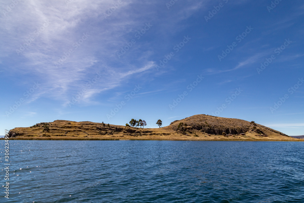 View of the Ticonata island, Lake Titicaca, Peru.