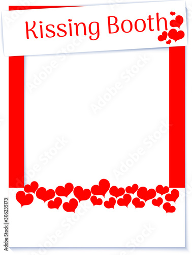 Decorative frame of the Valentine day. Selfie booth icon. Photo elements for kissing booth. Photography cabin on isolated background. 