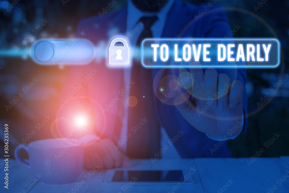 Fototapeta premium Text sign showing To Love Dearly. Business photo text Love someone very much in the more humble way and aimlessly