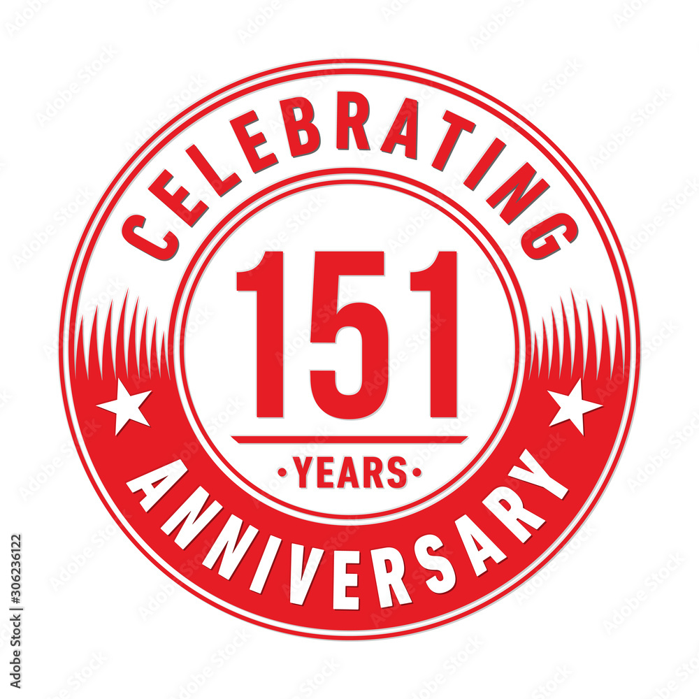 151 years anniversary celebration logo template. One hundred fifty one years vector and illustration.
