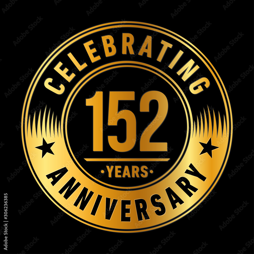 152 years anniversary celebration logo template. One hundred fifty two years vector and illustration.