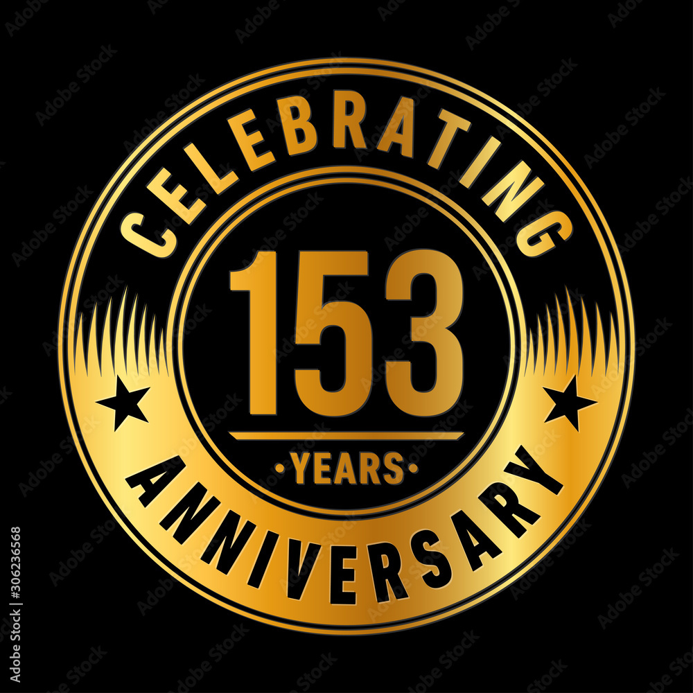 153 years anniversary celebration logo template. One hundred fifty three years vector and illustration.