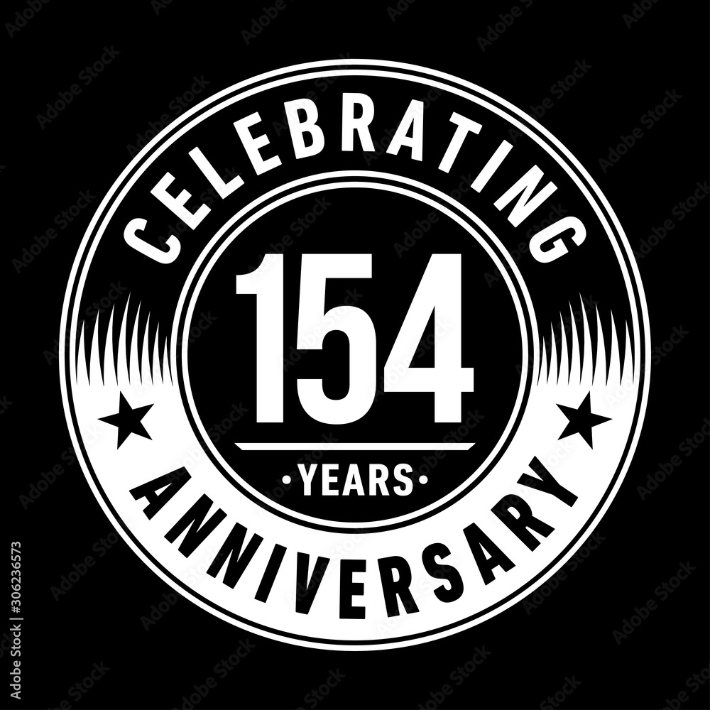 154 years anniversary celebration logo template. One hundred fifty four years vector and illustration.