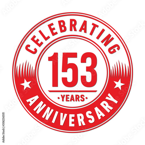 153 years anniversary celebration logo template. One hundred fifty three years vector and illustration.