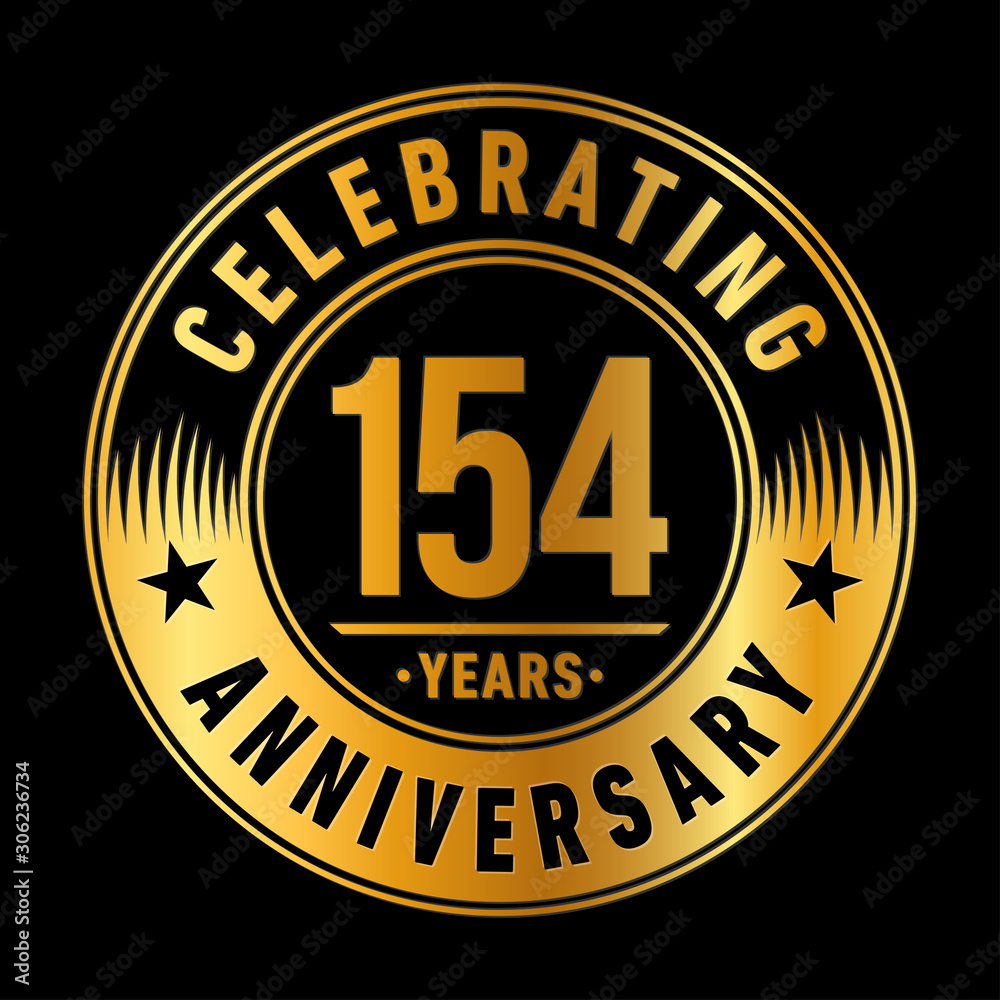 154 years anniversary celebration logo template. One hundred fifty four years vector and illustration.