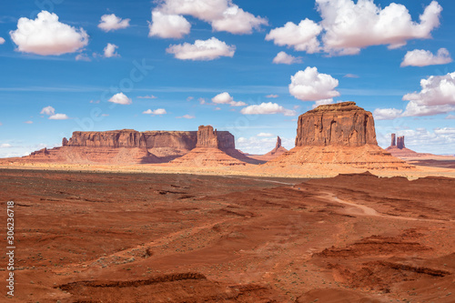 Famous red rocks of Monument Valley. Navajo Tribal Park landscape  Utah Arizona  USA