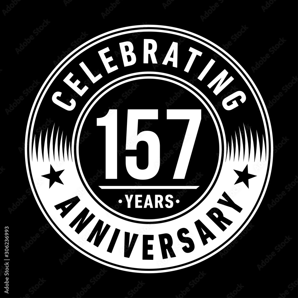 157 years anniversary celebration logo template. One hundred fifty seven years vector and illustration.
