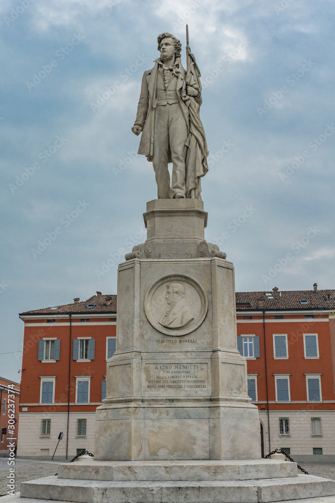 Sculpture of Italian patriot Ciro Menotti in Modena, Italy