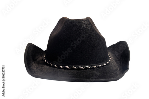 Fotografiet Black cowboy hat isolated on white background.