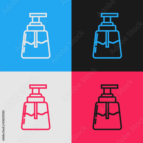 Color line Aftershave icon isolated on color background. Cologne spray icon. Male perfume bottle. Vintage style drawing. Vector Illustration