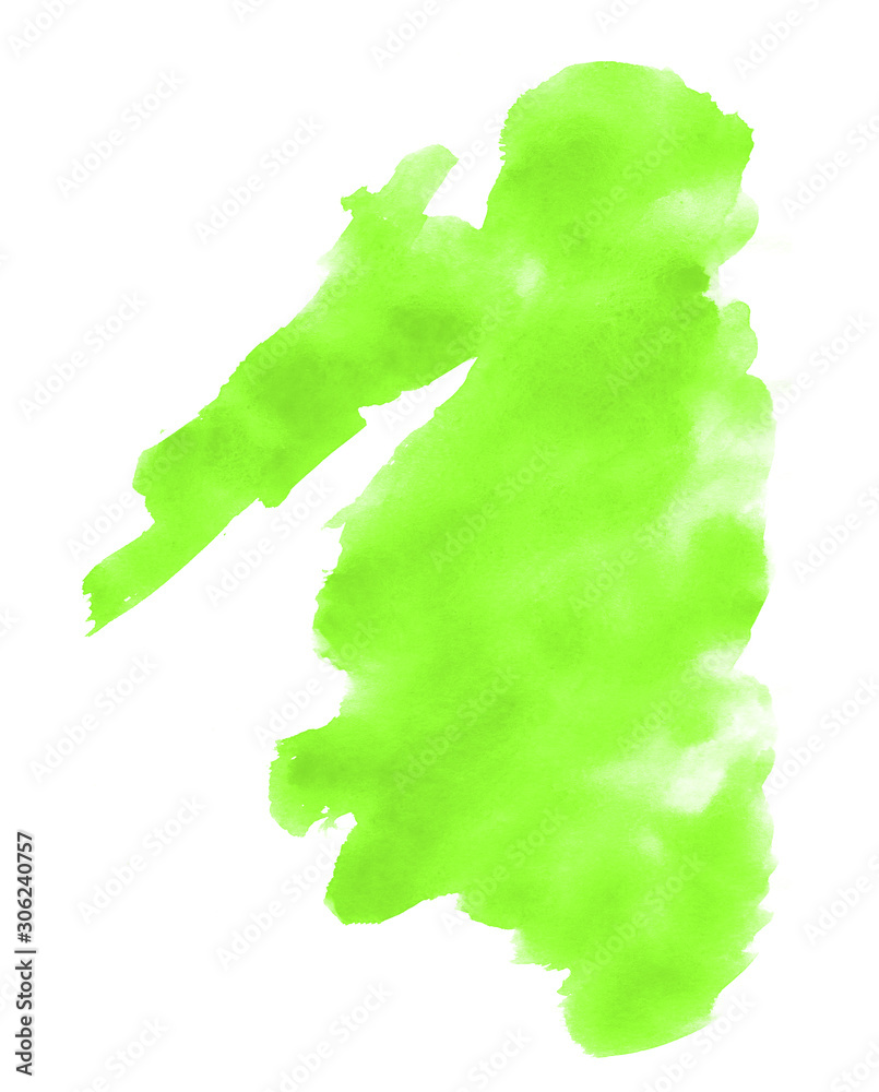 Green beautiful abstract watercolor art hand paint on white background, brush textures for logo.