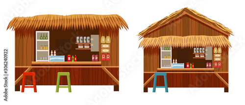 Set Warung street cafe restaurant small family owned busines, store shop