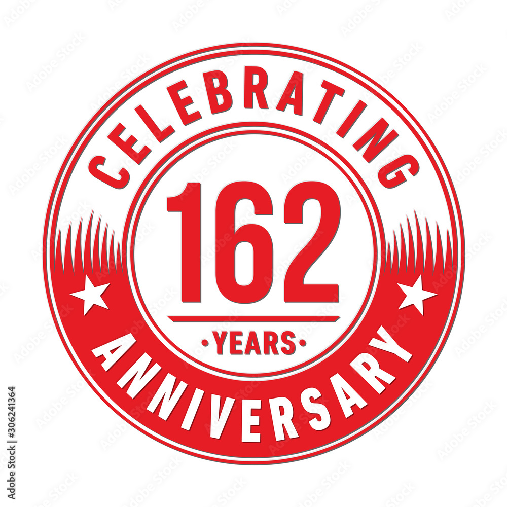162 years anniversary celebration logo template. One hundred sixty two years vector and illustration.