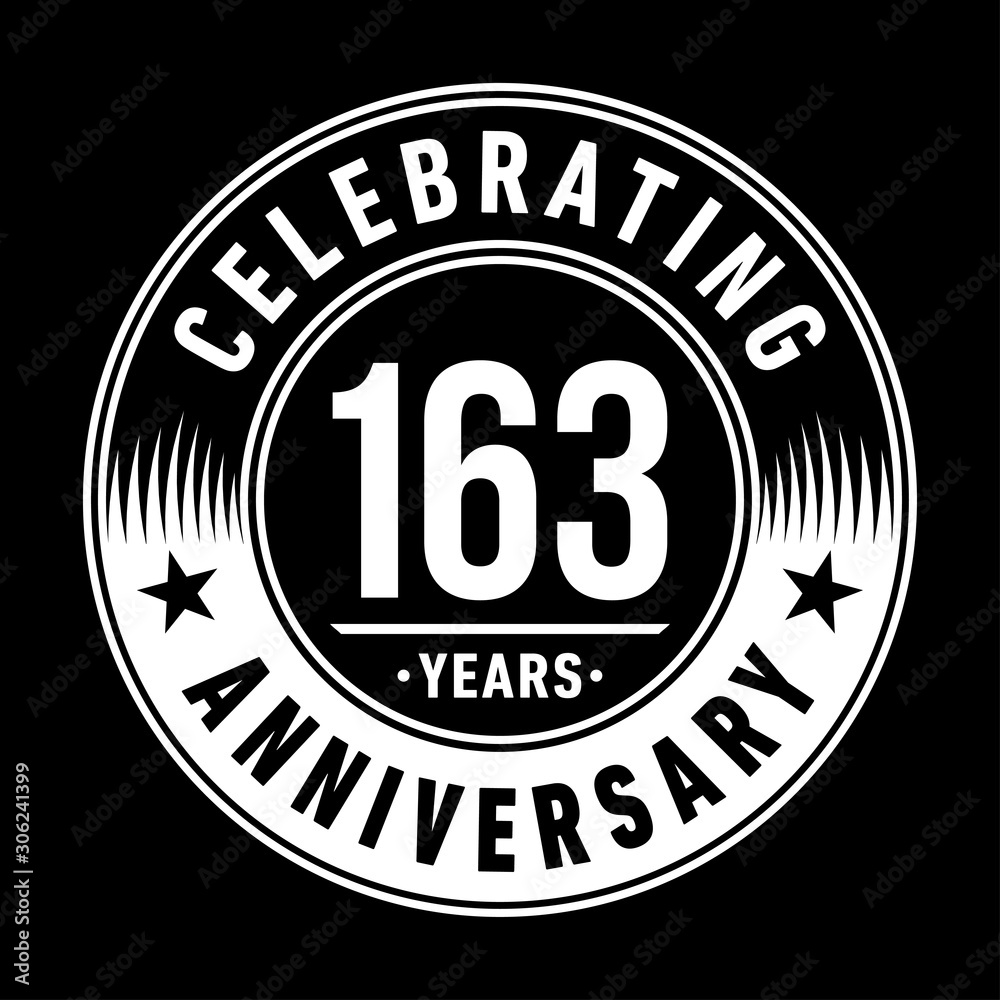163 years anniversary celebration logo template. One hundred sixty three years vector and illustration.