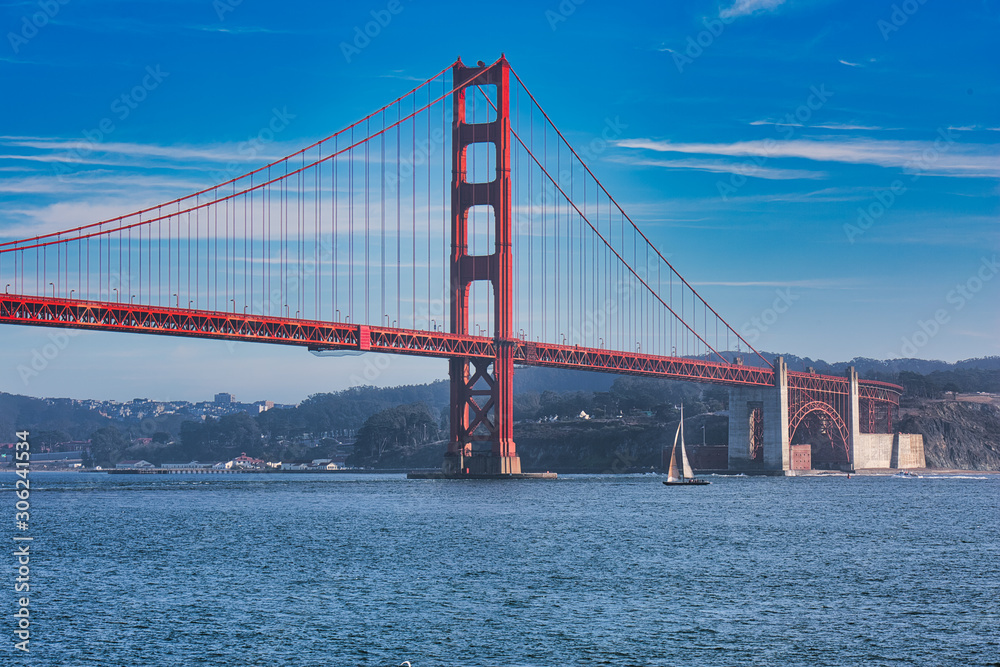 Golden Gate Bridge south tower toward San Francisco Golden Gate Bridge south tower toward San Francisco