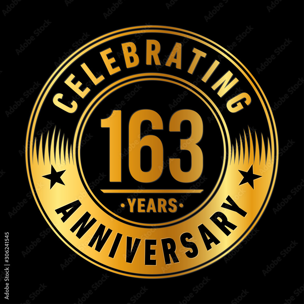 163 years anniversary celebration logo template. One hundred sixty three years vector and illustration.