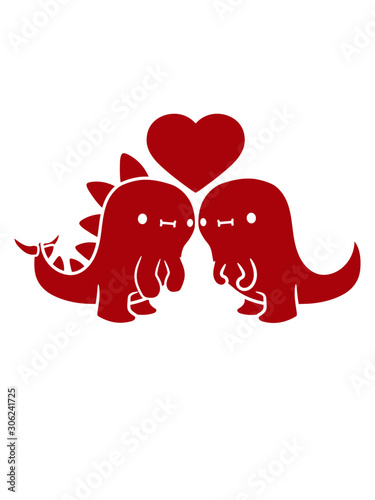 Rotes Saurier Pärchen fressen kawaii baby kind