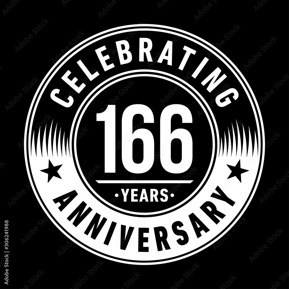 166 years anniversary celebration logo template. One hundred sixty six years vector and illustration.