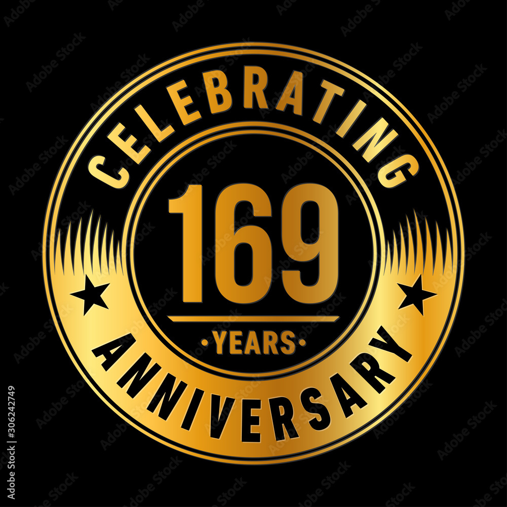169 years anniversary celebration logo template. One hundred sixty nine years vector and illustration.