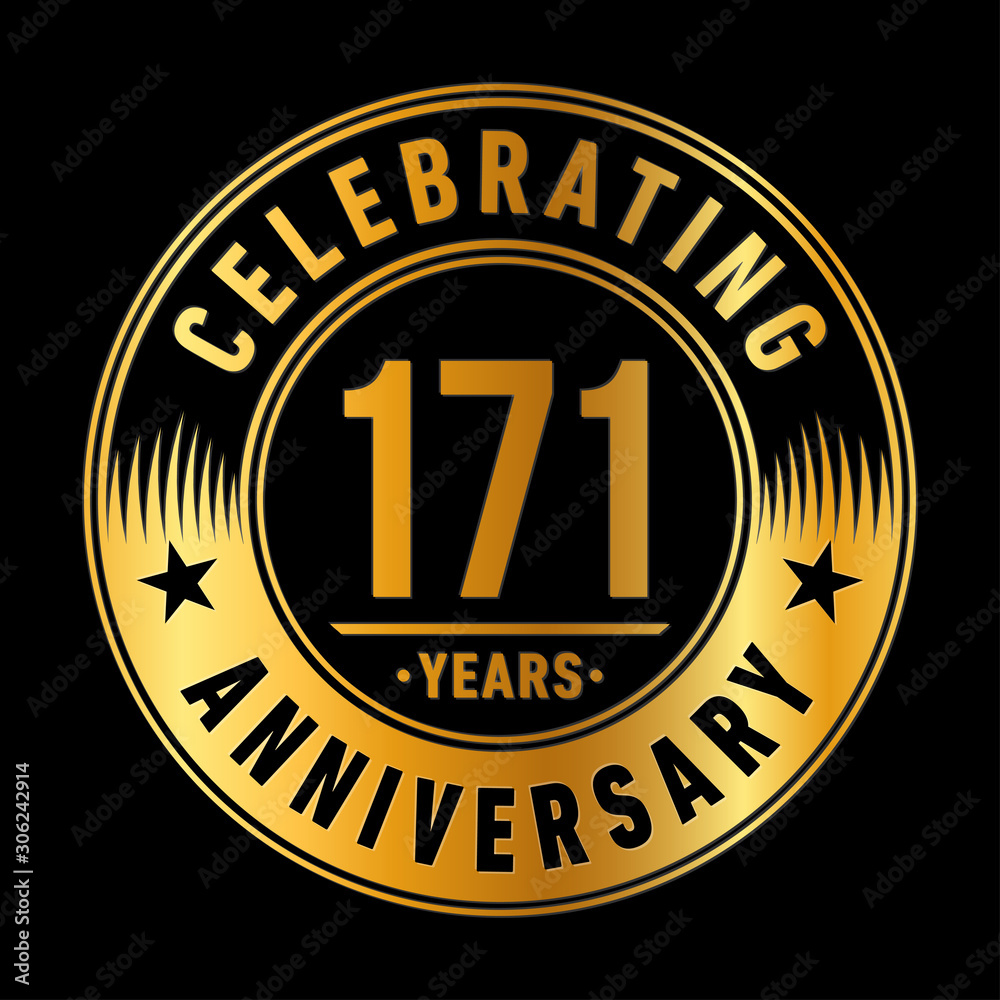 171 years anniversary celebration logo template. One hundred seventy one years vector and illustration.
