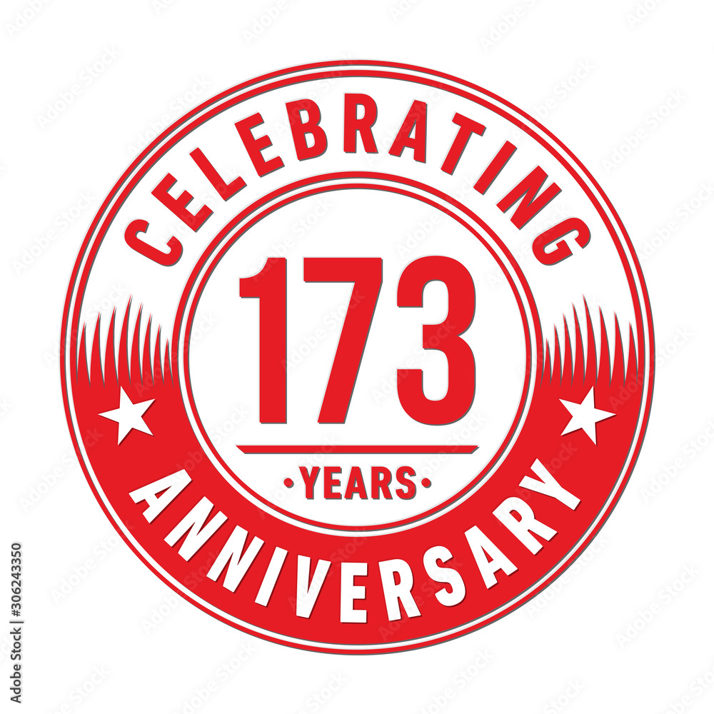 173 years anniversary celebration logo template. One hundred seventy three years vector and illustration. 173 years anniversary celebration logo template. One hundred seventy three years vector and illustration.