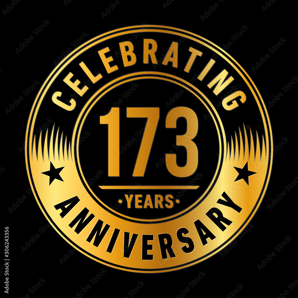 173 years anniversary celebration logo template. One hundred seventy three years vector and illustration.