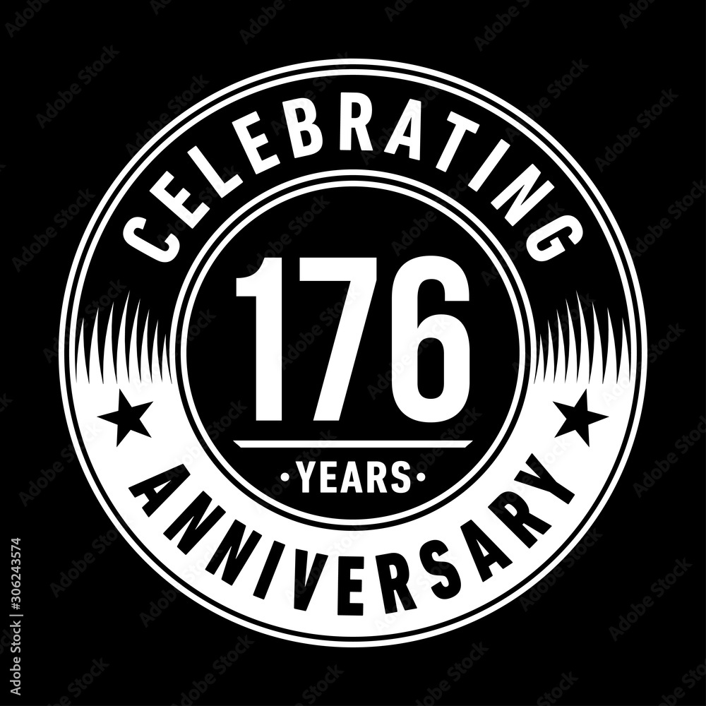 176 years anniversary celebration logo template. One hundred seventy six years vector and illustration.